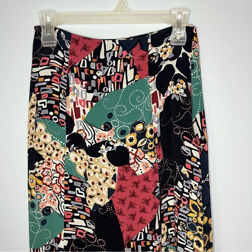 Anthropologie X Kachel Hallie Abstract Floral Midi Skirt Size 4